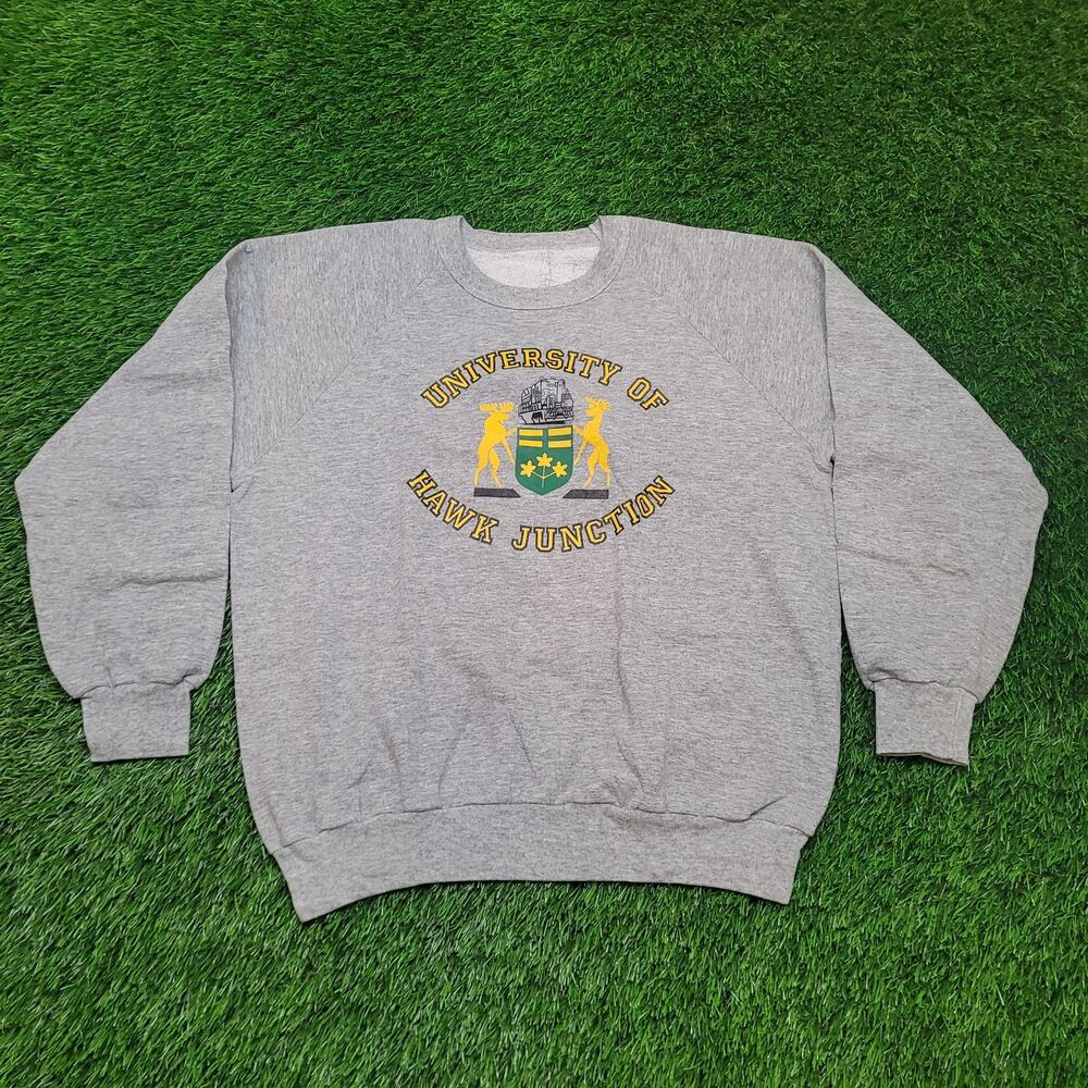 VTG 80s University of Hawk Junction Parody Sweatshirt Mens Large Boxy Fit